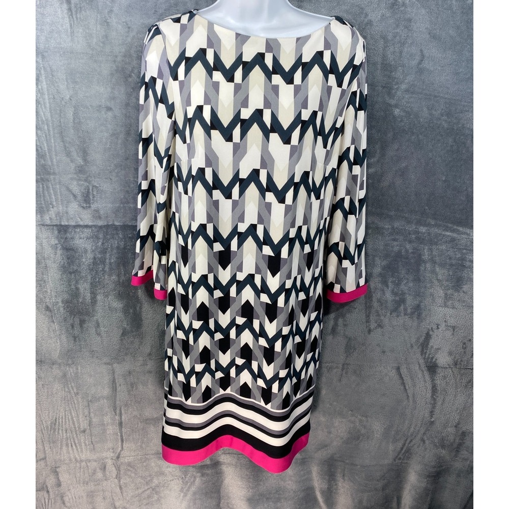 JOSEPH RIBKOFF Shift Dress Womens US 12 Geometric Silky Knit Straight Luxury NWT